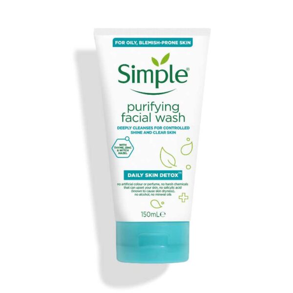 ژل شستشوی سیمپل | مخصوص پوست چرب و مختلط، سم زدایی پوست | ۱۵۰ میل Simple Daily Skin Detox Purifying Facial Wash 150ml