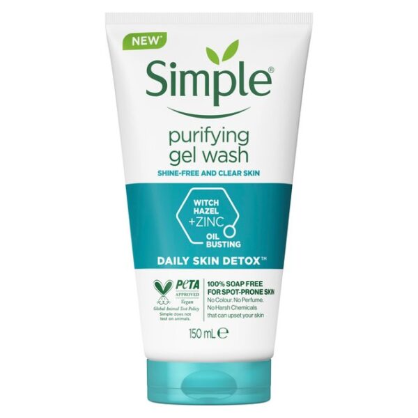 ژل شستشوی سیمپل | مخصوص پوست چرب و مختلط، سم زدایی پوست | ۱۵۰ میل Simple Daily Skin Detox Purifying Facial Wash 150ml