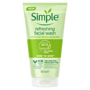 ژل شستشوی صورت سیمپل Simple حجم 150 میل | 100% بدون صابون، طراوت بخش Simple Kind To Skin Refreshing Facial Wash, 150ml