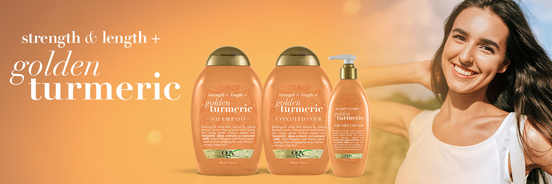 شامپو او جی ایکس مدل گلدن ترمریک ۳۸۵ میل |OGX golden turmeric shampoo 385 ml