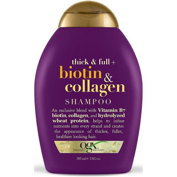 شامپو ضد ریزش و ضخیم کننده مو حاوی بیوتین و کلاژن او جی ایکس OGX حجم 385 میل| OGX Thick & Full Biotin & Collagen Shampoo 385ml