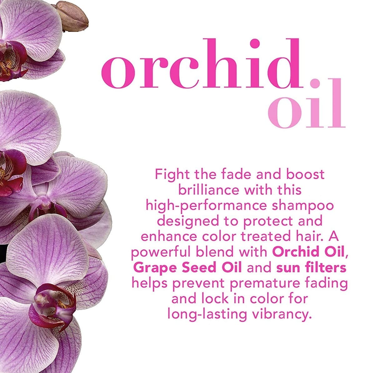 شامپو او جی ایکس OGX مدل ارکید اویل ORCHID OIL حجم ۳۸۵ میل | تثبیت رنگ، آبرسان، بدون سولفات | OGX Fade-Defying + Orchid Oil Shampoo 385 ML