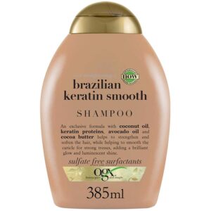 شامپو کراتین برزیلی اوجی ایکس OGX حجم ۳۸۵ میل | بدون سولفات، صاف کننده قوی مو | OGX Brazilian Keratin smooth Shampoo 385 ml