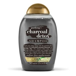 شامپو پاکسازی موی سر او جی ایکس OGX مدل زغال Charcoal detox حجم 385 میل | OGX Purifying + Charcoal Detox Shampoo 385ml