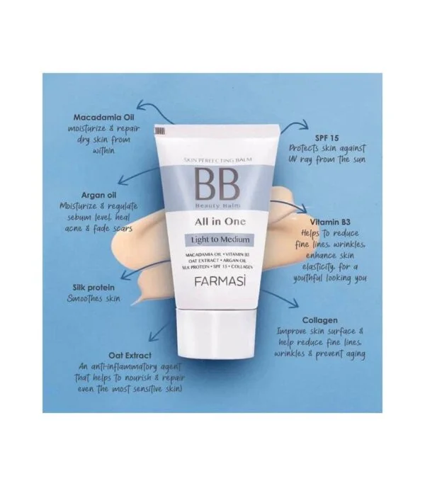 بی بی کرم ٧ در ١ فارماسی حجم 50 میلی لیتر | FARMASI BB cream Beauty Balm Cream 50 ml - Image 2