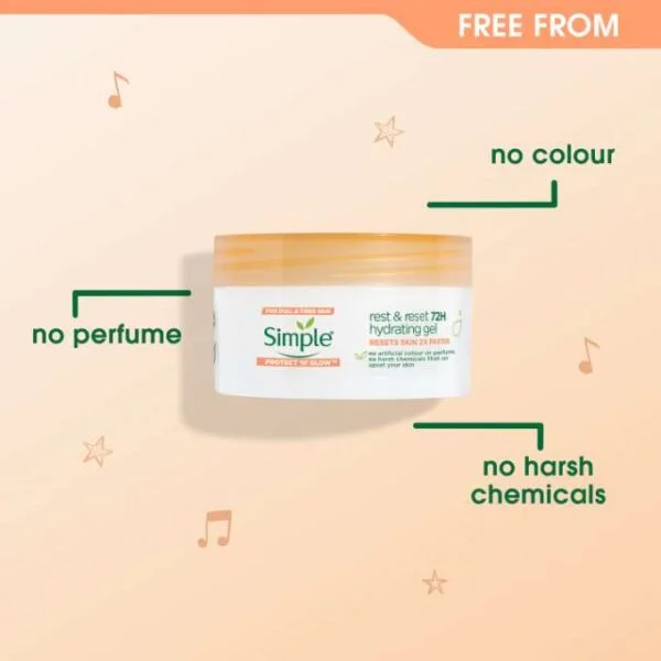 ژل کرم آبرسان 72 ساعته سیمپل حجم 50 میلی لیتر | SIMPLE Protect n Glow rest and reset 72h hydrating gel - Image 3