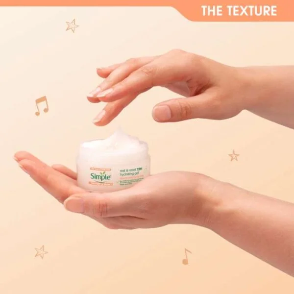 ژل کرم آبرسان 72 ساعته سیمپل حجم 50 میلی لیتر | SIMPLE Protect n Glow rest and reset 72h hydrating gel - Image 2