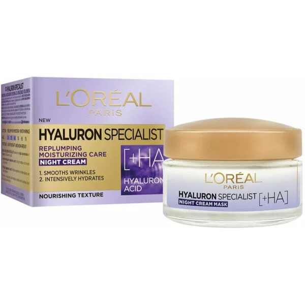 کرم شب آبرسان و مرطوب کننده حاوی هیالورونیک اسید لورال هیالورون اسپشیالیست | Loreal Hyaluron Specialist Skin Plump Moisturizing Cream Night 50ml - Image 4