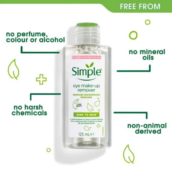 پاک کننده آرایش چشم سیمپل ۱۲۵ میل | SIMPLE Kind to Skin Eye Make-up Remover 125 ml - Image 2