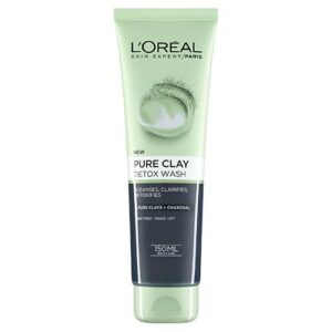 ژل شوینده و سم زدای صورت خاک رس و شارکل لورال LOreal Pure Clay Detox Wash حجم 150 میلی لیتر| L'OREAL PARIS PURE CLAY DETOX WASH 150ML