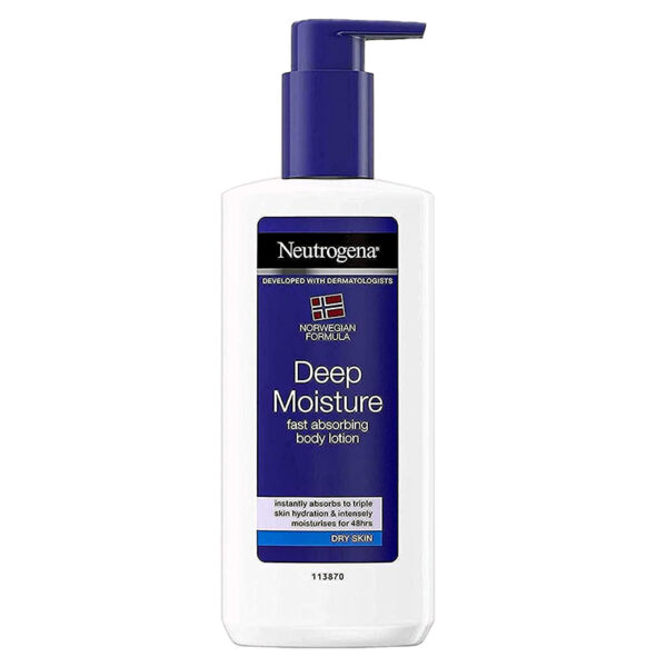 لوسیون بدن نوتروژینا مدل Deep Moisture حجم 400 میل|Neutrogena Deep Moisture Fast Absorbing Body Lotion