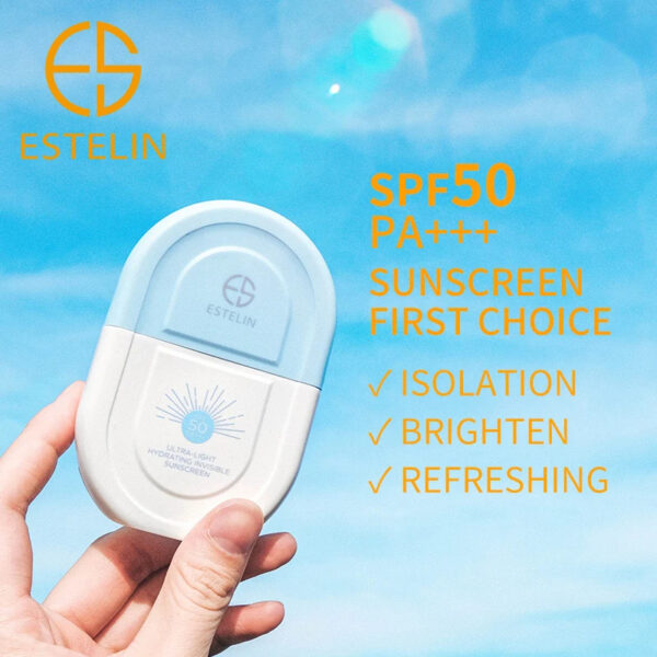 ضدآفتاب استلین ضدلک بیرنگ و فوق سبک آبرسان 50 گرم Estelin Ultra-Light Hydrating Invisible Sunscreen SPF50 +++PA