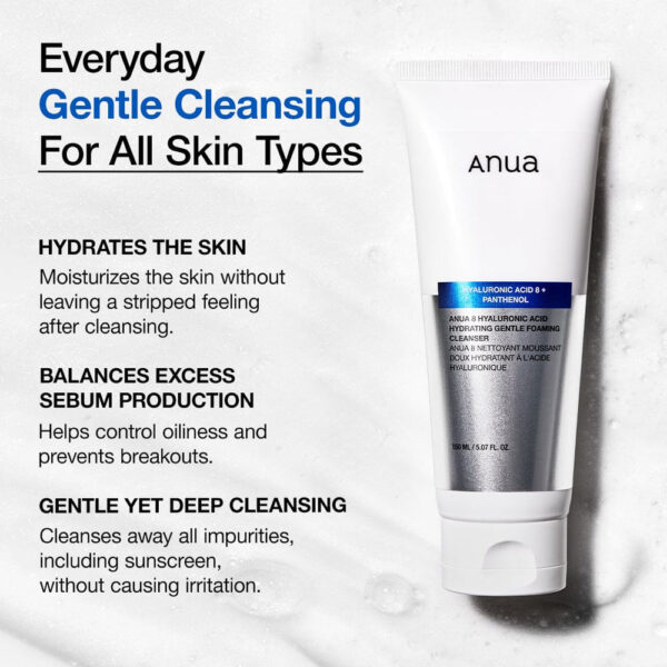 شوینده هیالورونیک اسید آنوا | Anua 8 Hyaluronic Acid Gentle Foaming Cleanser - Image 3