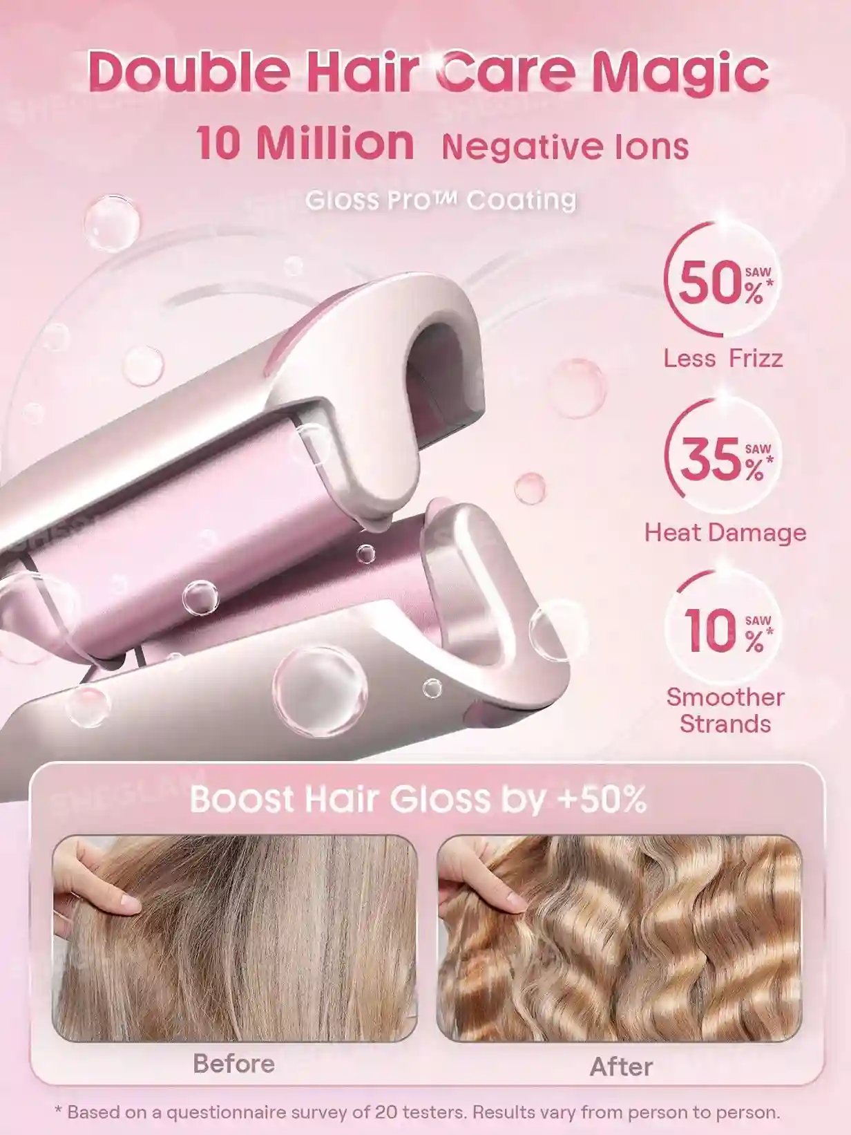 دستگاه فر ساحلی شیگلم صورتی | Beach Wave Sheglam Babe Hair